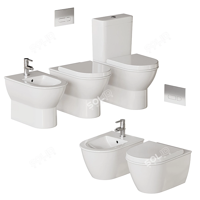 Darling New Ceramic Bathroom Set 3D model image 1