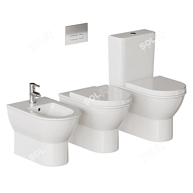 Darling New Ceramic Bathroom Set 3D model image 2