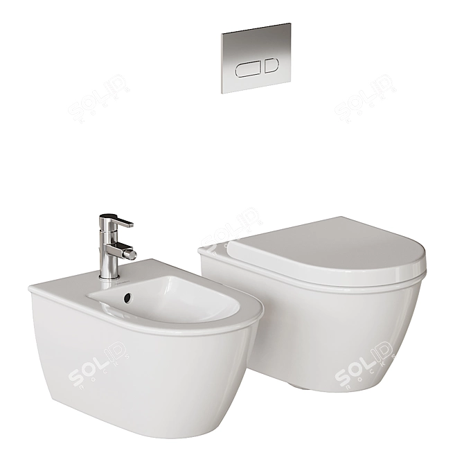 Darling New Ceramic Bathroom Set 3D model image 3