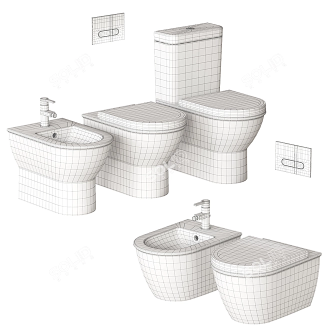 Darling New Ceramic Bathroom Set 3D model image 5