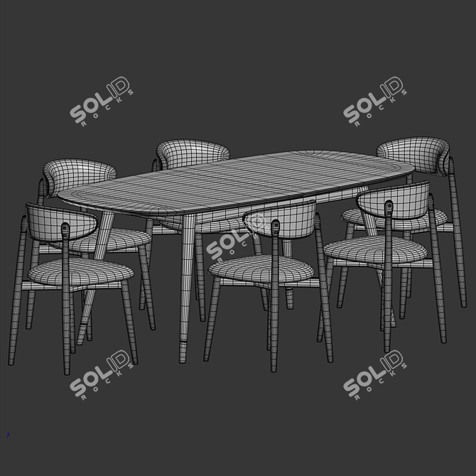 Modern Dining Set in Grey 3D model image 3