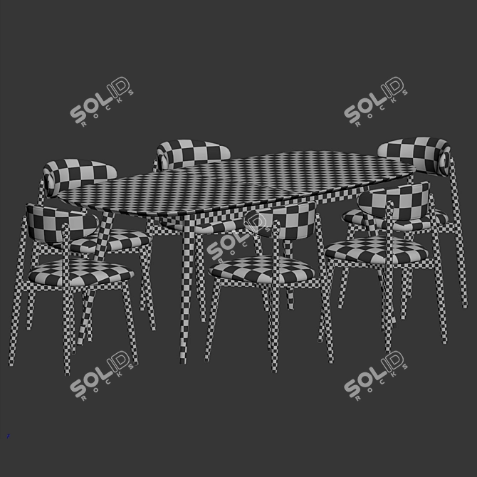 Modern Dining Set in Grey 3D model image 4