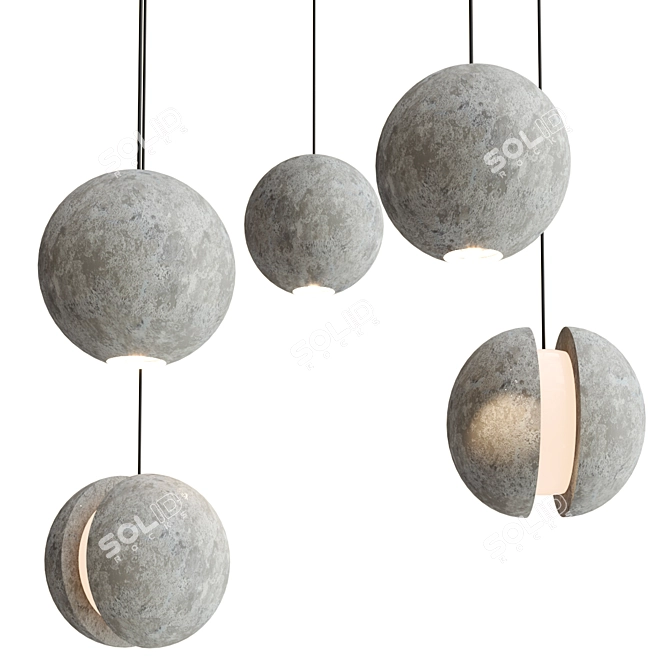 Nordic Style Moon Pendant Lamp 3D model image 1