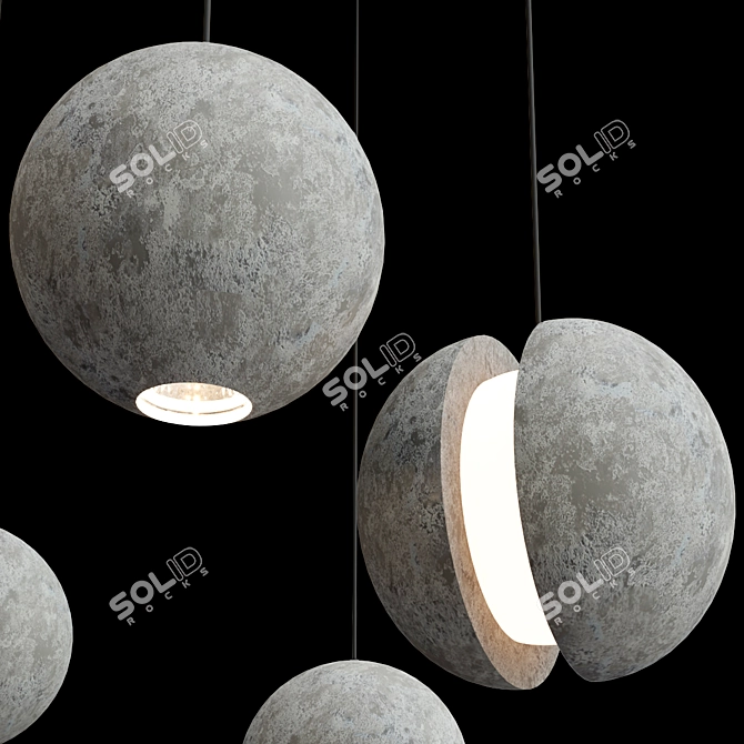 Nordic Style Moon Pendant Lamp 3D model image 2