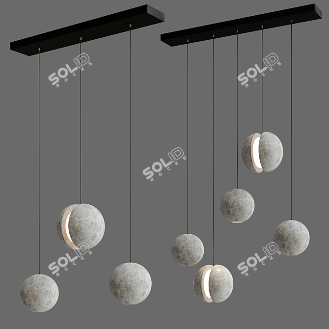 Nordic Style Moon Pendant Lamp 3D model image 3