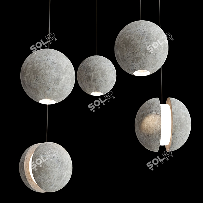 Nordic Style Moon Pendant Lamp 3D model image 5