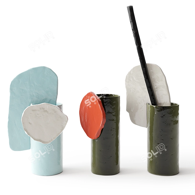 Bouroullec Clay Vases Collection 3D model image 1