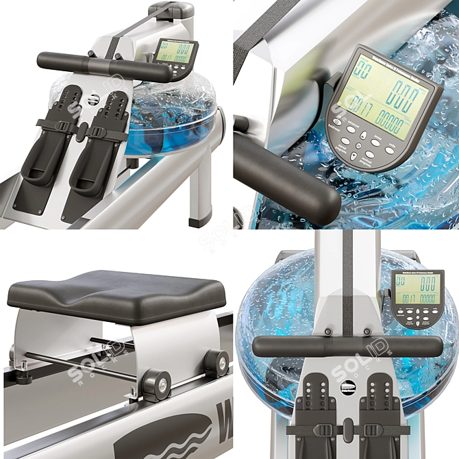 Metallic WaterRower M1 Rowing Machine 3D model image 2