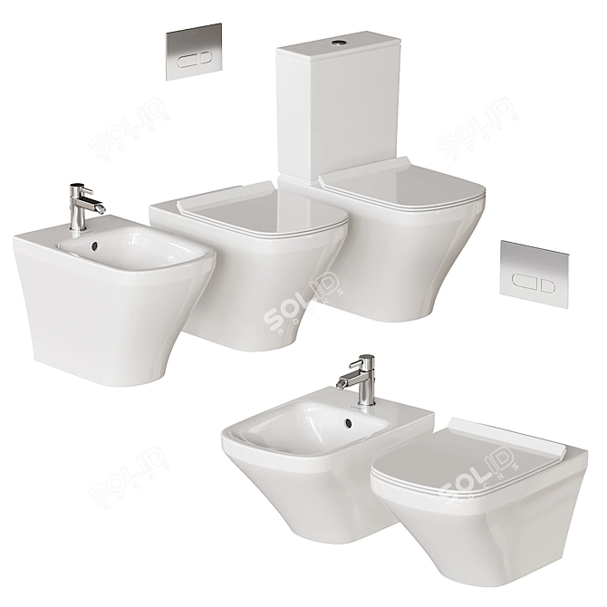 DuraStyle Ceramic Bathroom Essentials 3D model image 1