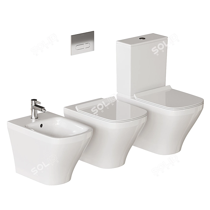 DuraStyle Ceramic Bathroom Essentials 3D model image 2