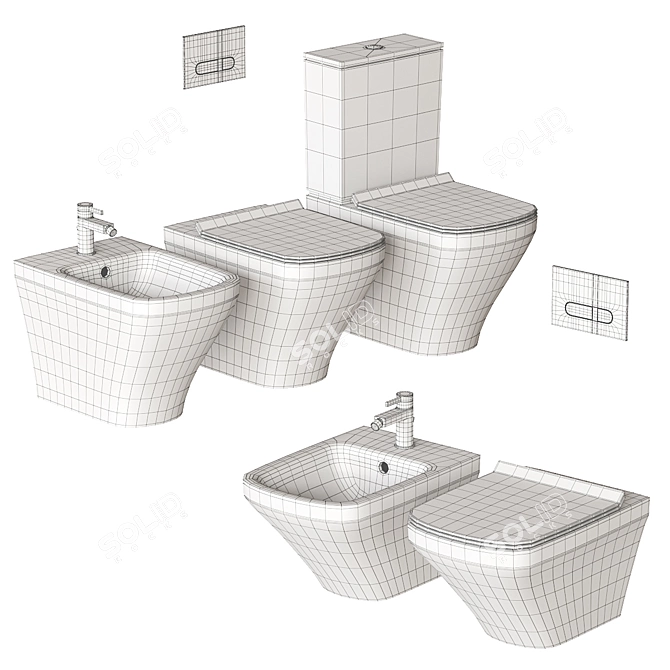 DuraStyle Ceramic Bathroom Essentials 3D model image 5