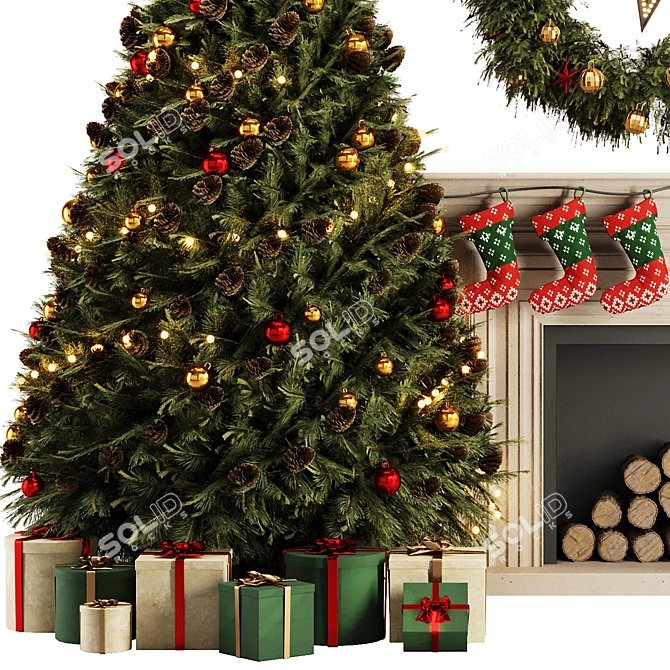 Vintage Christmas Tree Set 2016 3D model image 2
