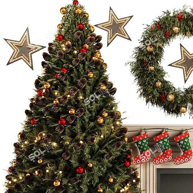 Vintage Christmas Tree Set 2016 3D model image 3