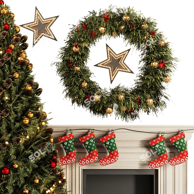 Vintage Christmas Tree Set 2016 3D model image 4