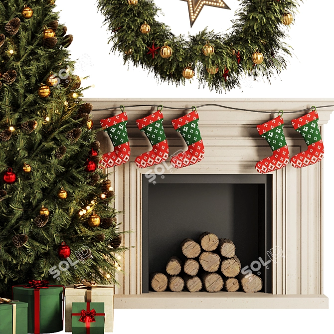 Vintage Christmas Tree Set 2016 3D model image 5