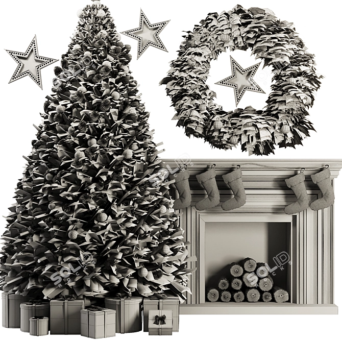 Vintage Christmas Tree Set 2016 3D model image 6