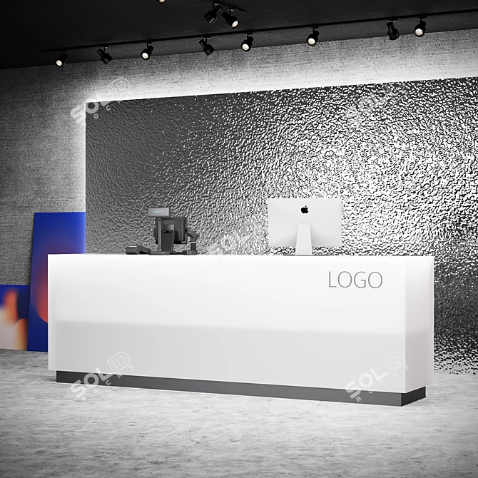 Modern Reception POS Terminal Set 3D model image 2