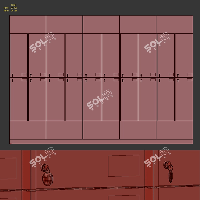 CoronaLegacyMtl Gym Locker with Individual Keys 3D model image 4