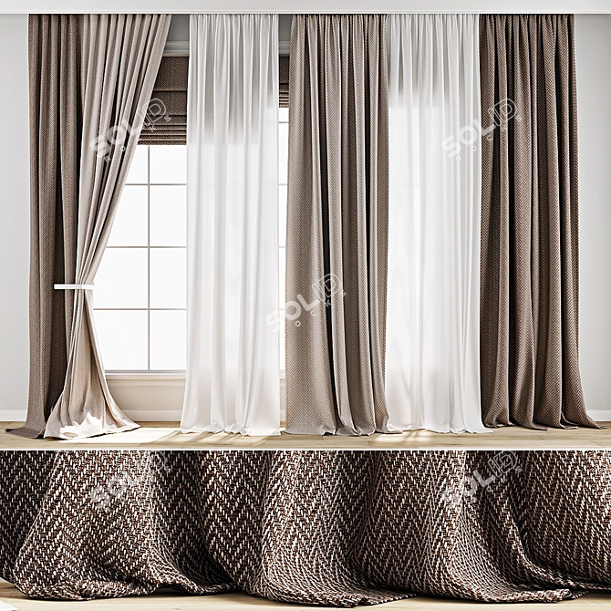 Curtain 869 with 3D Models 3D model image 1