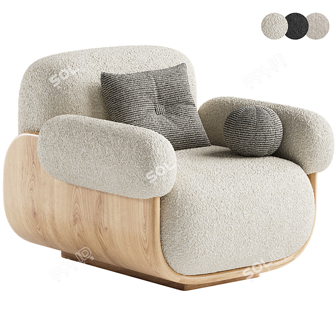 Modern Cannoli Armchair Studio Rendering 3D model image 1