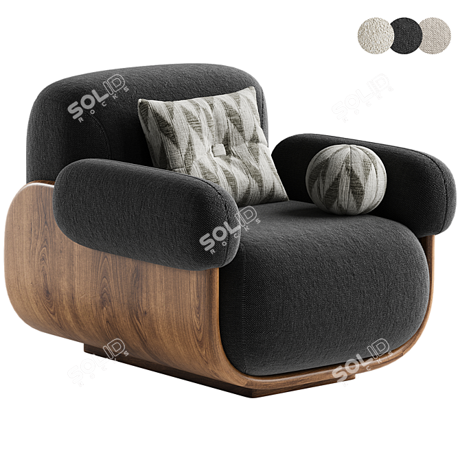 Modern Cannoli Armchair Studio Rendering 3D model image 2