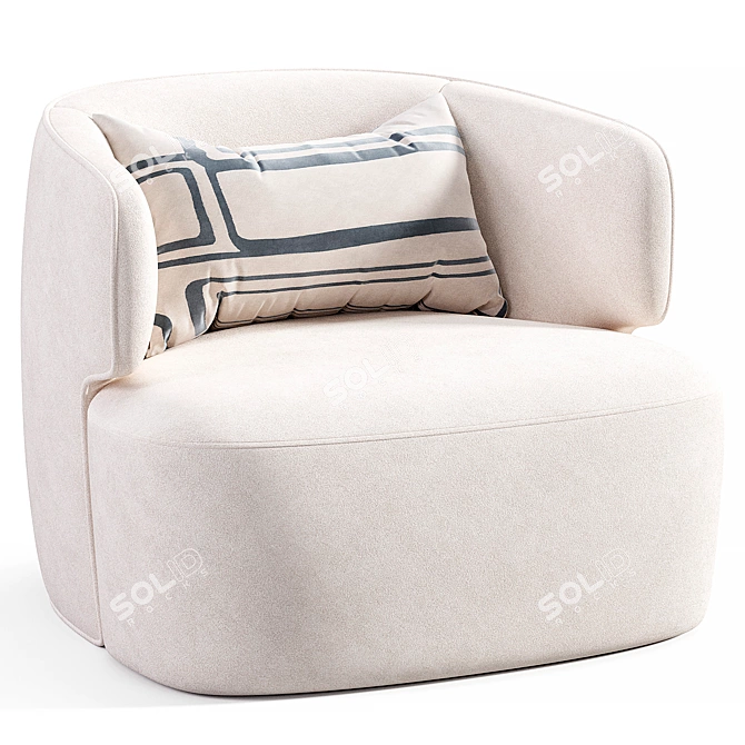 Ergonomic White Minimalist Armchair 3D model image 1