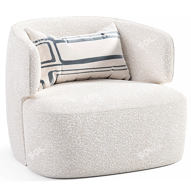 Ergonomic White Minimalist Armchair 3D model image 2