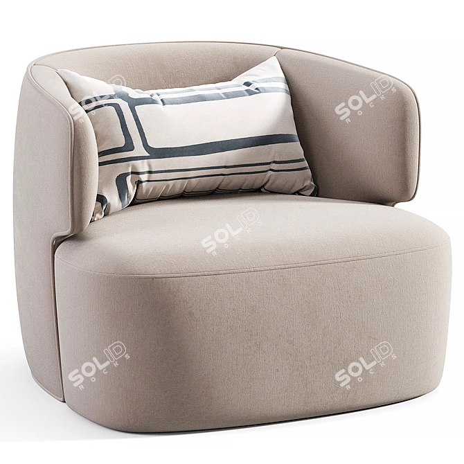 Ergonomic White Minimalist Armchair 3D model image 3