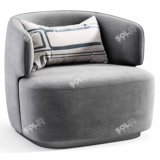 Ergonomic White Minimalist Armchair 3D model image 5