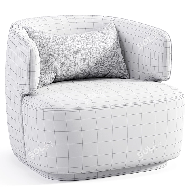 Ergonomic White Minimalist Armchair 3D model image 6