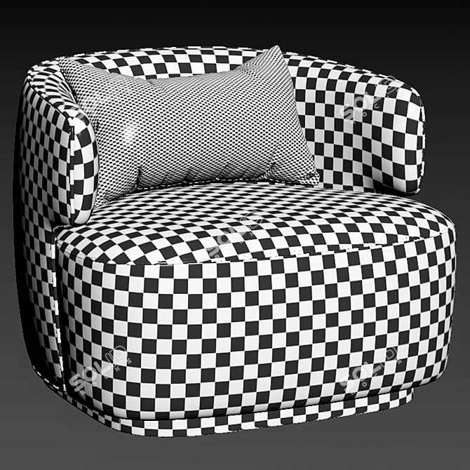 Ergonomic White Minimalist Armchair 3D model image 7