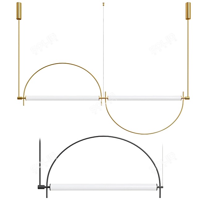 Sleek Arc Pendant Light 3D model image 1