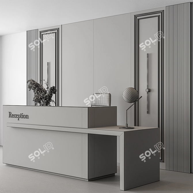 Modern Reception Desk Office Set 3D model image 4