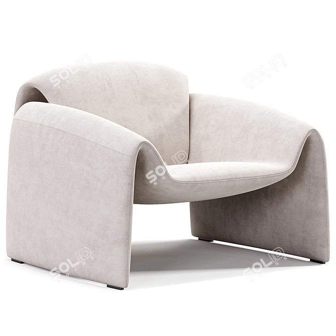 Sleek Contemporary Le Club Armchair 3D model image 2