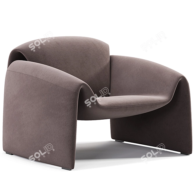 Sleek Contemporary Le Club Armchair 3D model image 4