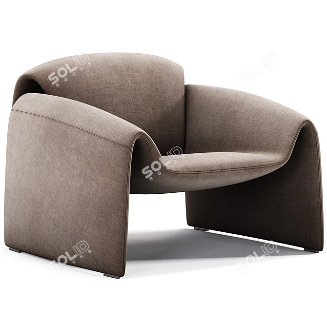 Sleek Contemporary Le Club Armchair 3D model image 5