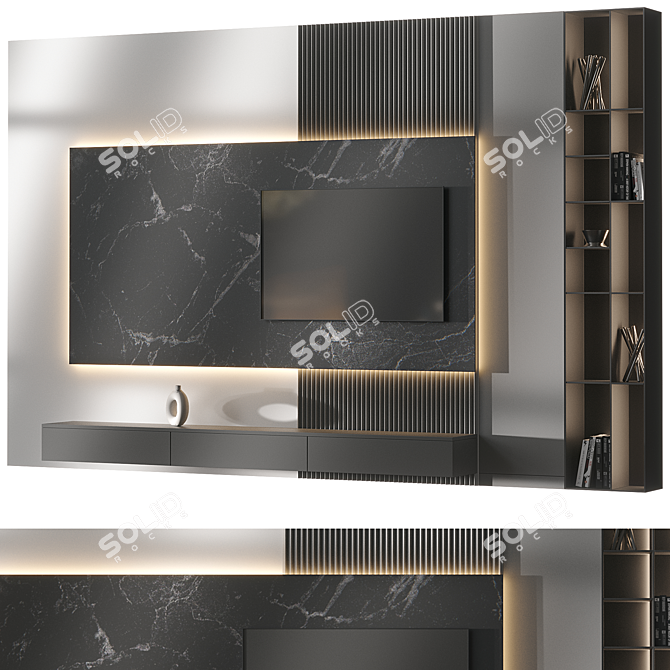 Modern TV Wall Set Furniture 3D model image 1