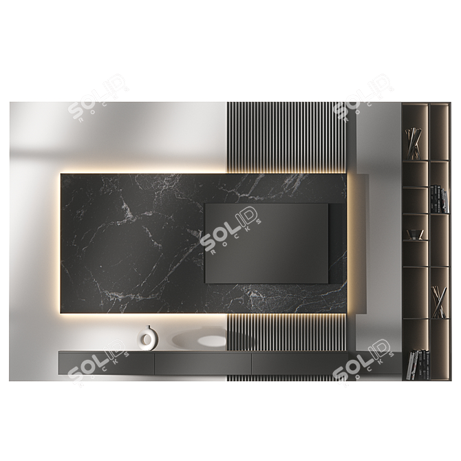 Modern TV Wall Set Furniture 3D model image 2