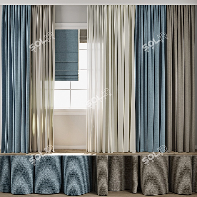 Vintage Curtain 870 Collection 3D model image 1