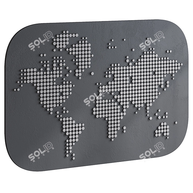 World Map Mosaic Art Print 3D model image 1