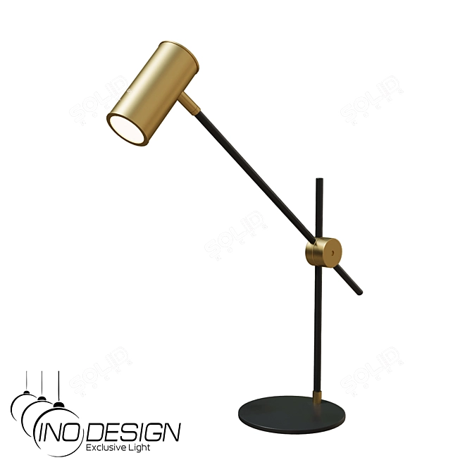 Modern Metal Desk Lamp Black Brass 3D model image 1