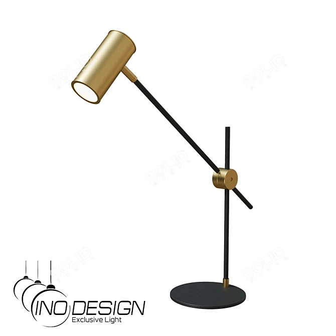 Modern Metal Desk Lamp Black Brass 3D model image 3