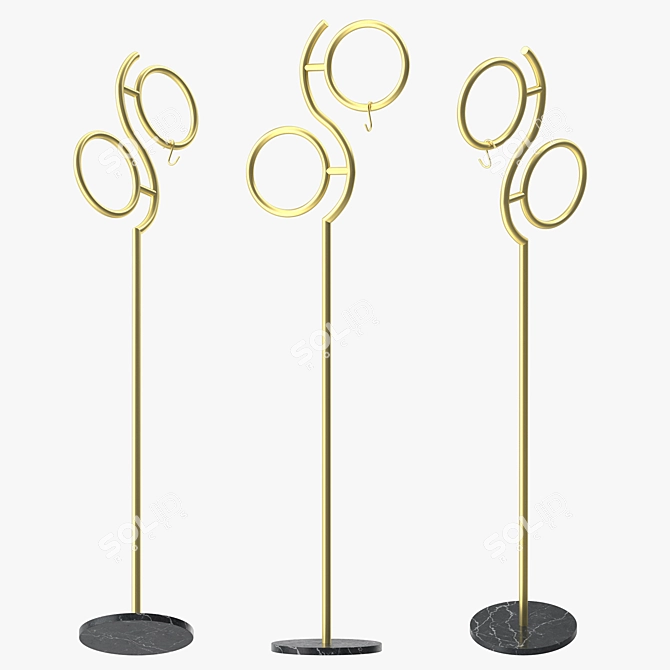 Elegant Golden Hallway Clothes Stand 3D model image 4