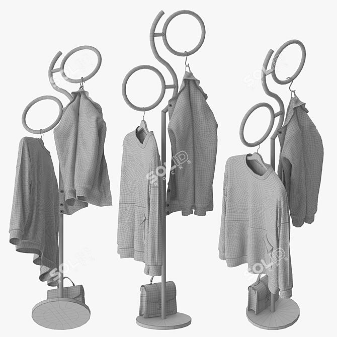 Elegant Golden Hallway Clothes Stand 3D model image 5