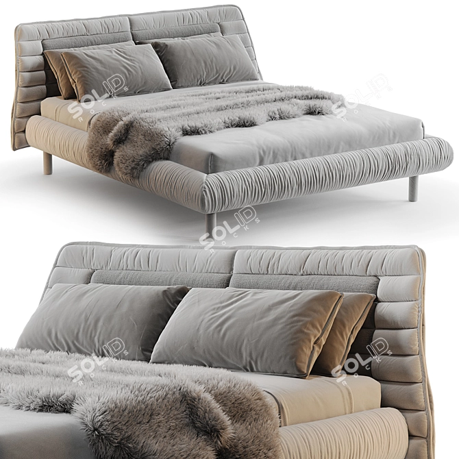 Luxurious Plumeau Bed Render Solution 3D model image 1