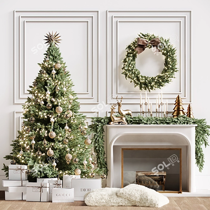 Christmas Tree with Fireplace 2150mm 3D model image 1