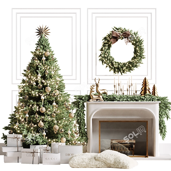 Christmas Tree with Fireplace 2150mm 3D model image 4