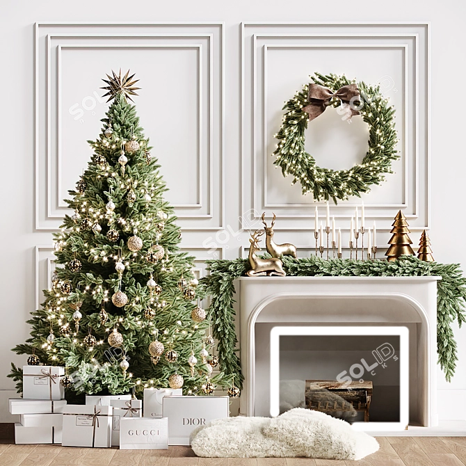 Christmas Tree with Fireplace 2150mm 3D model image 15