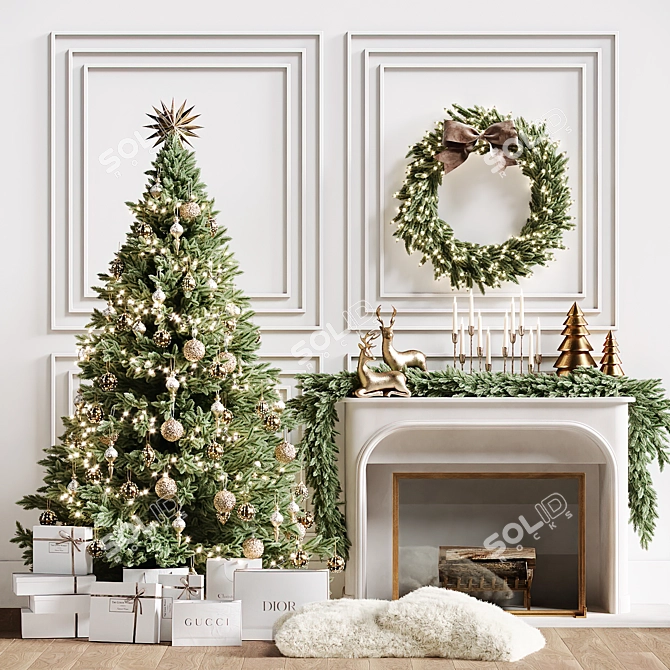 Christmas Tree with Fireplace 2150mm 3D model image 17