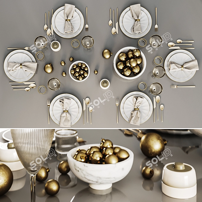 Festive Table Setting Render 3D model image 5